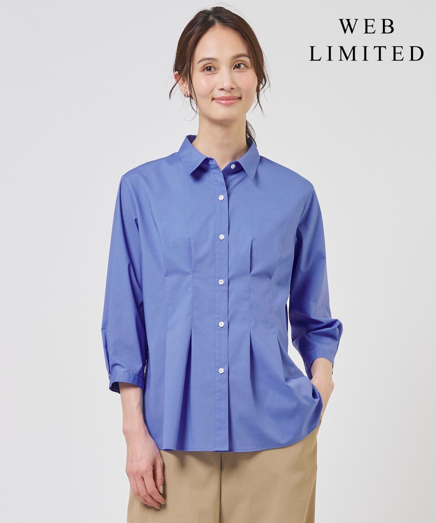 J.PRESS LADIES L 【WEB限定カラーあり】SOFT TC ストレッチ シャツ ブラウス ジェイプレス トップス シャツ・ブラウス ホワイト ブルー