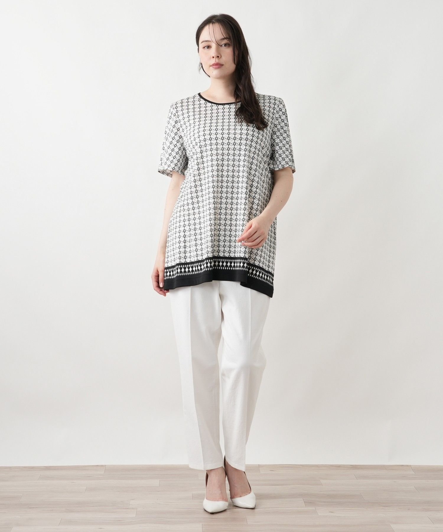 Leilian PLUS HOUSE 【店頭人気】【接触冷感】ブラウス【Leilian WHITE LABEL】 レリアン プラスハウス トップス シャツ・ブラウス ネイビー ブラック