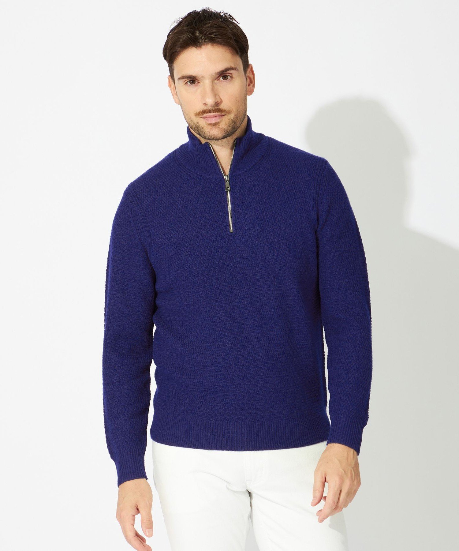EPOCA UOMO 【WEB&一部店舗限定】ミドルゲージハーフジップニット エポカ トップス ニット ブラック ブルー【送料無料】