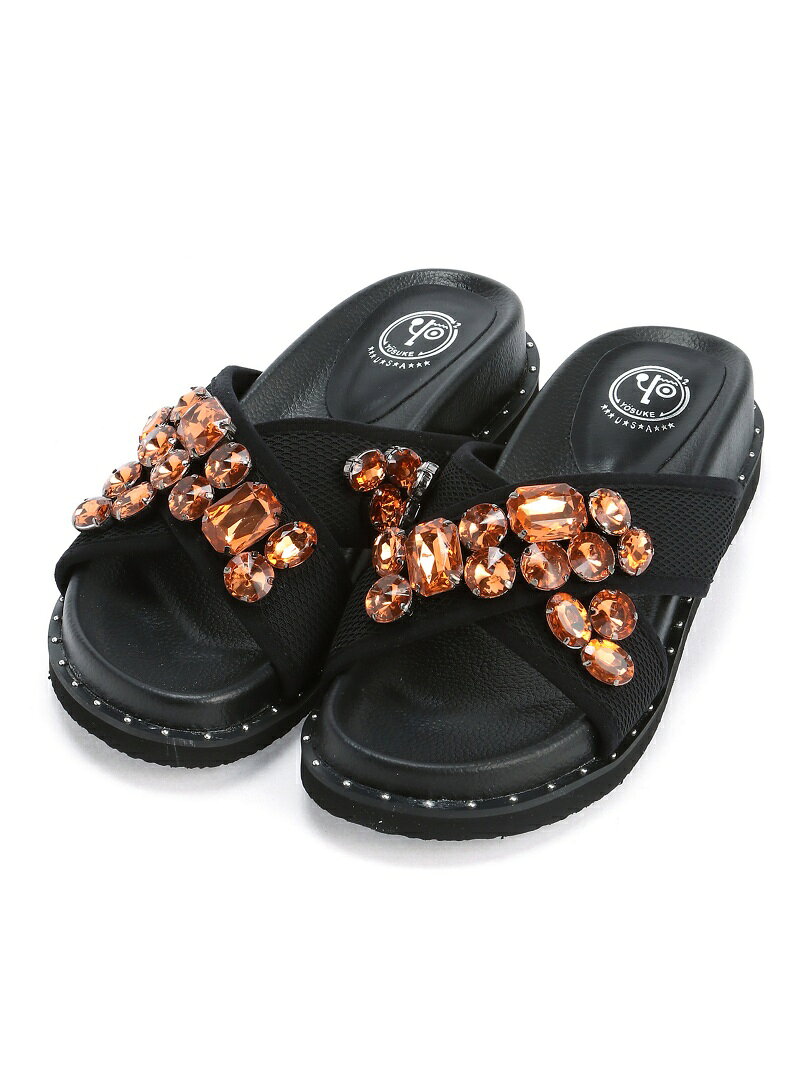 【SALE／30%OFF】YOSUKE U.S.A (L)ジュエルスライドサンダル BL/PK ヨースケ シューズ・靴 サンダル ブルー