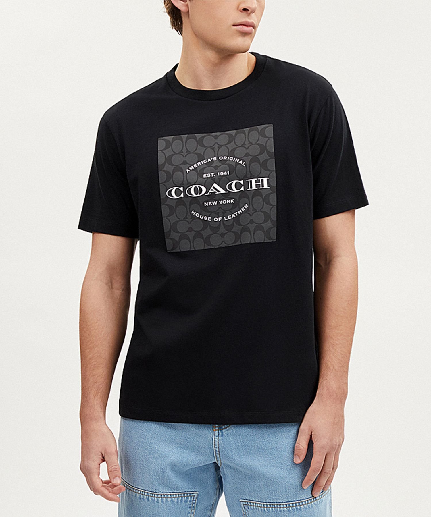 【SALE／62%OFF】COACH OUTLET シグネチャー スクエア Tシャツ コーチ　アウトレット トップス カットソー・Tシャツ ブラック【送料無料】