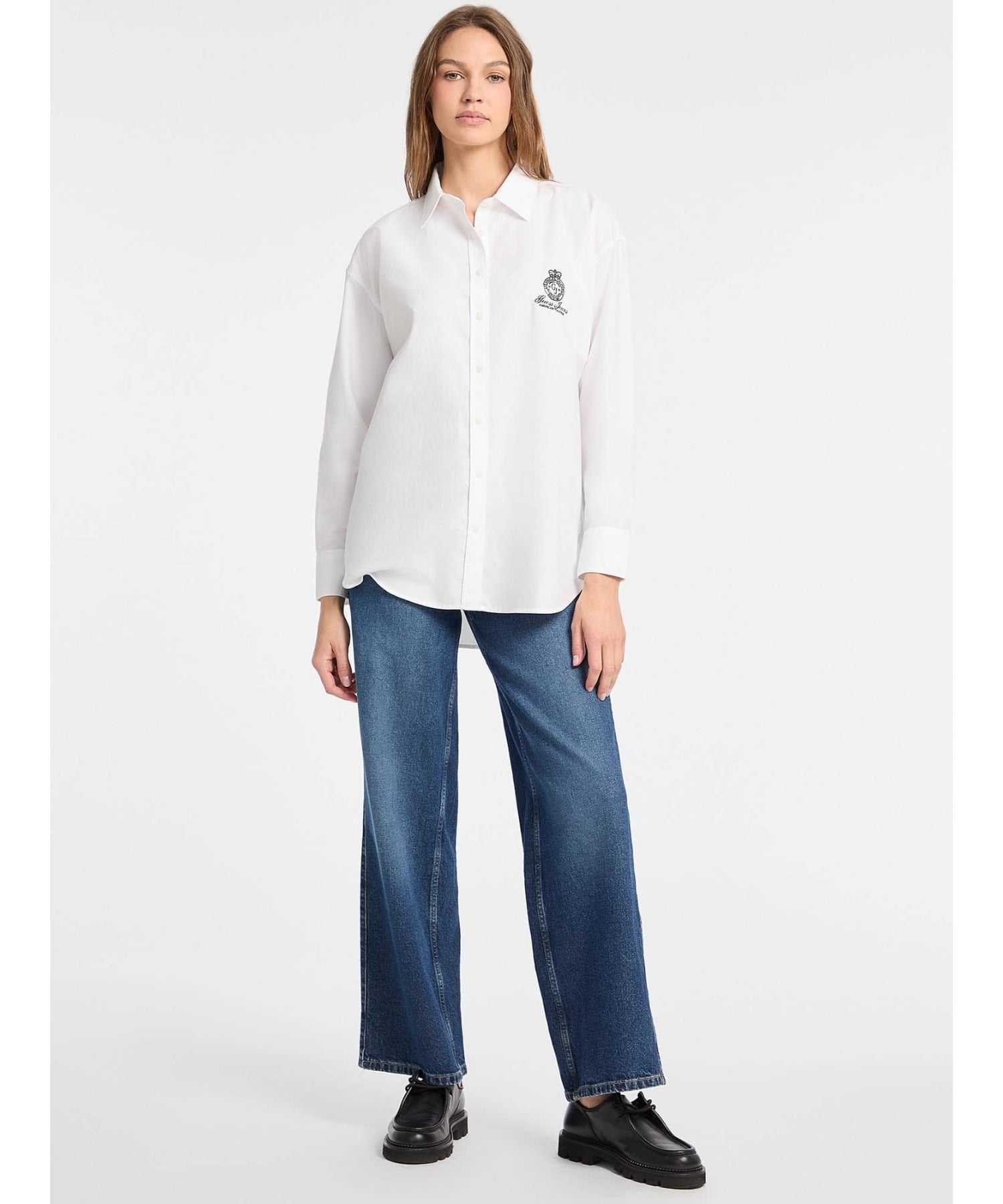 GUESS JEANS 長袖シャツ (W)Shirt With Embro ゲス トップス シャツ・ブラウス ホワイト