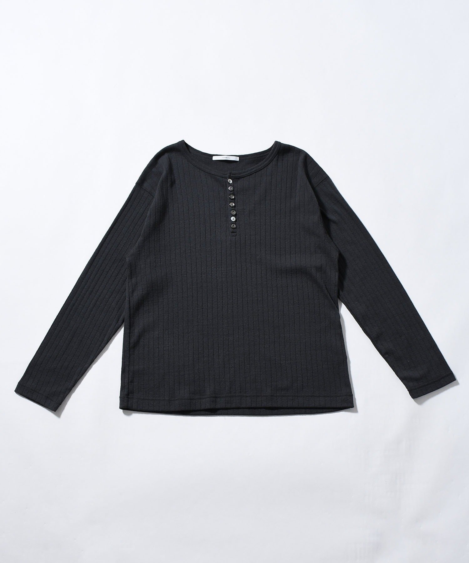 Johnbull Private labo スラブフライスヘンリーロングスリーブTシャツ ジョンブルプライベートラボ トップス カットソー・Tシャツ ブルー ホワイト グレー
