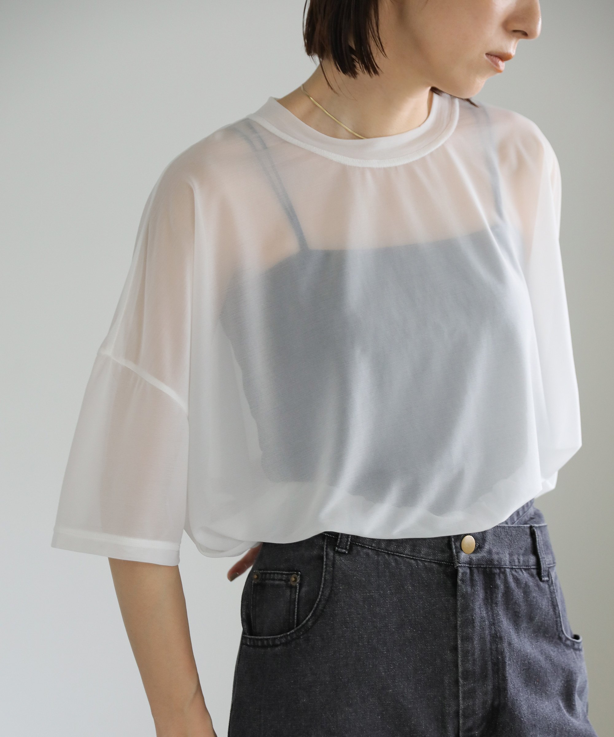 【SALE／10%OFF】SELECT MOCA トリコットシアールーズハーフスリーブトップス セレクトモカ トップス カットソー・Tシャツのサムネイル