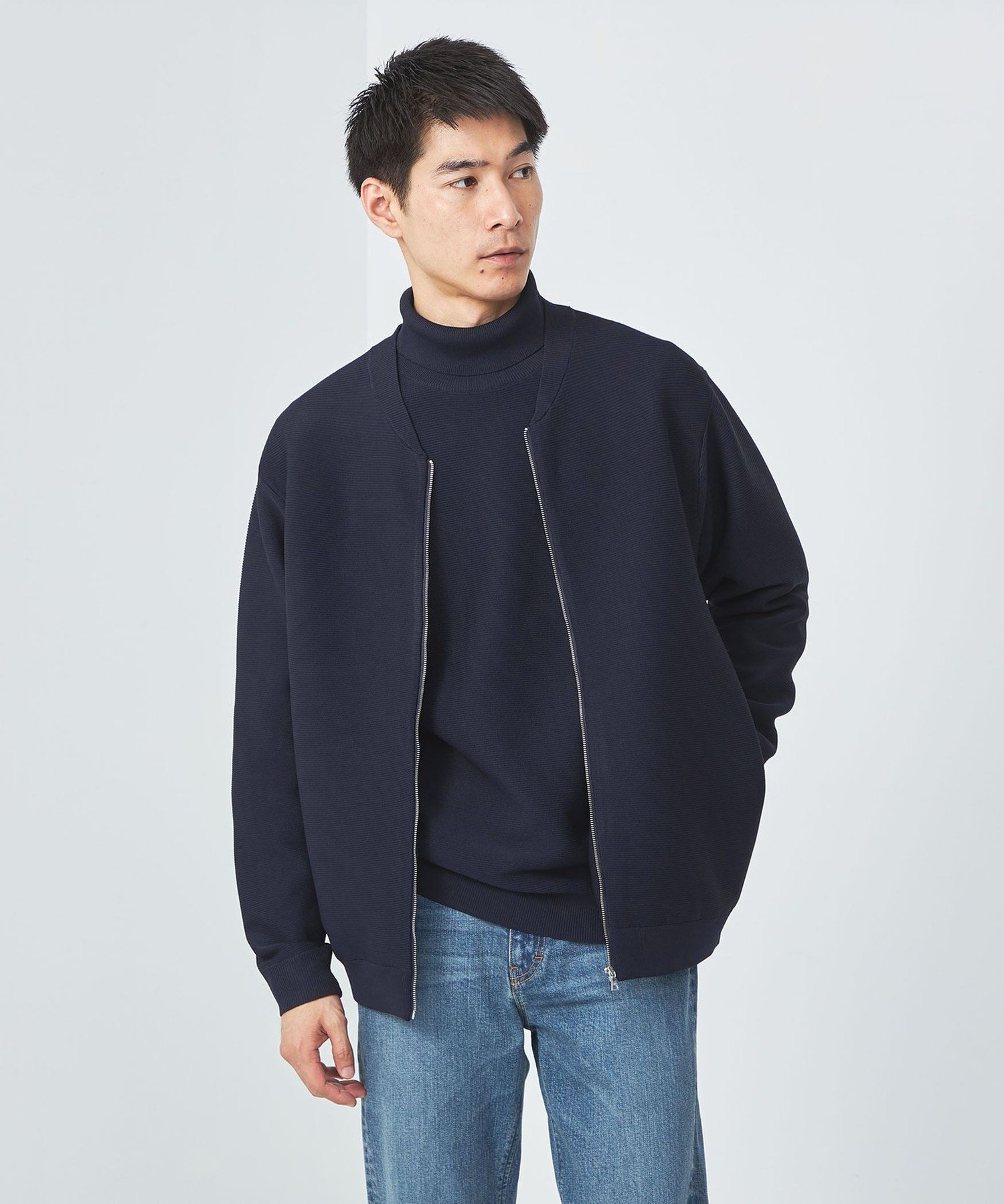 【SALE／70%OFF】UNITED ARROWS green label relaxing スリーシーズン ガーター編み ジップ ブルゾン -..