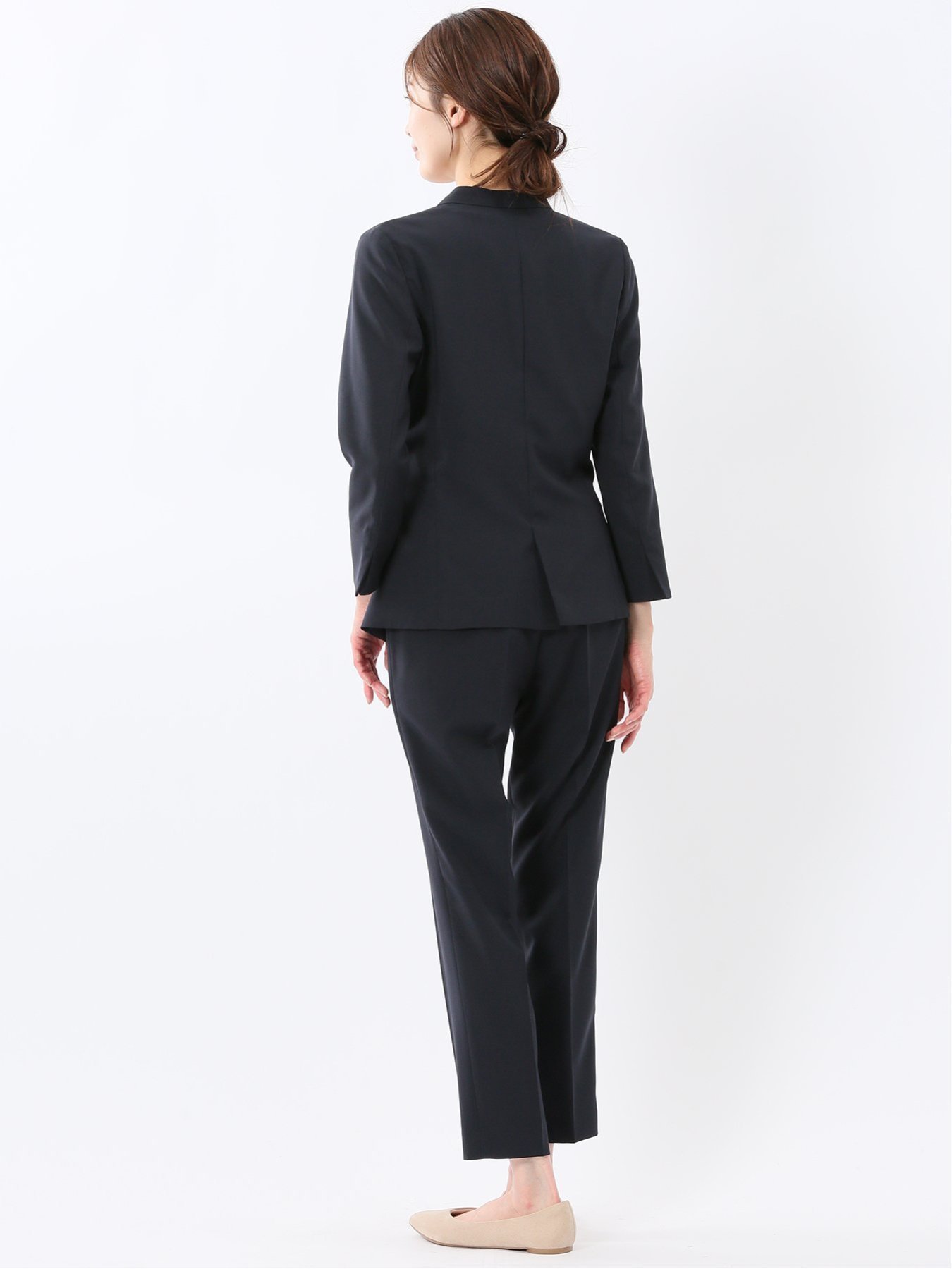 【SALE／20%OFF】m.f.editorial ストレッチ ウォッシャブル カラーレス 7分袖 ジャケット+テーパードパンツ ピンヘッド紺 タカキュー スーツ・フォーマル セットアップスーツ【送料無料】