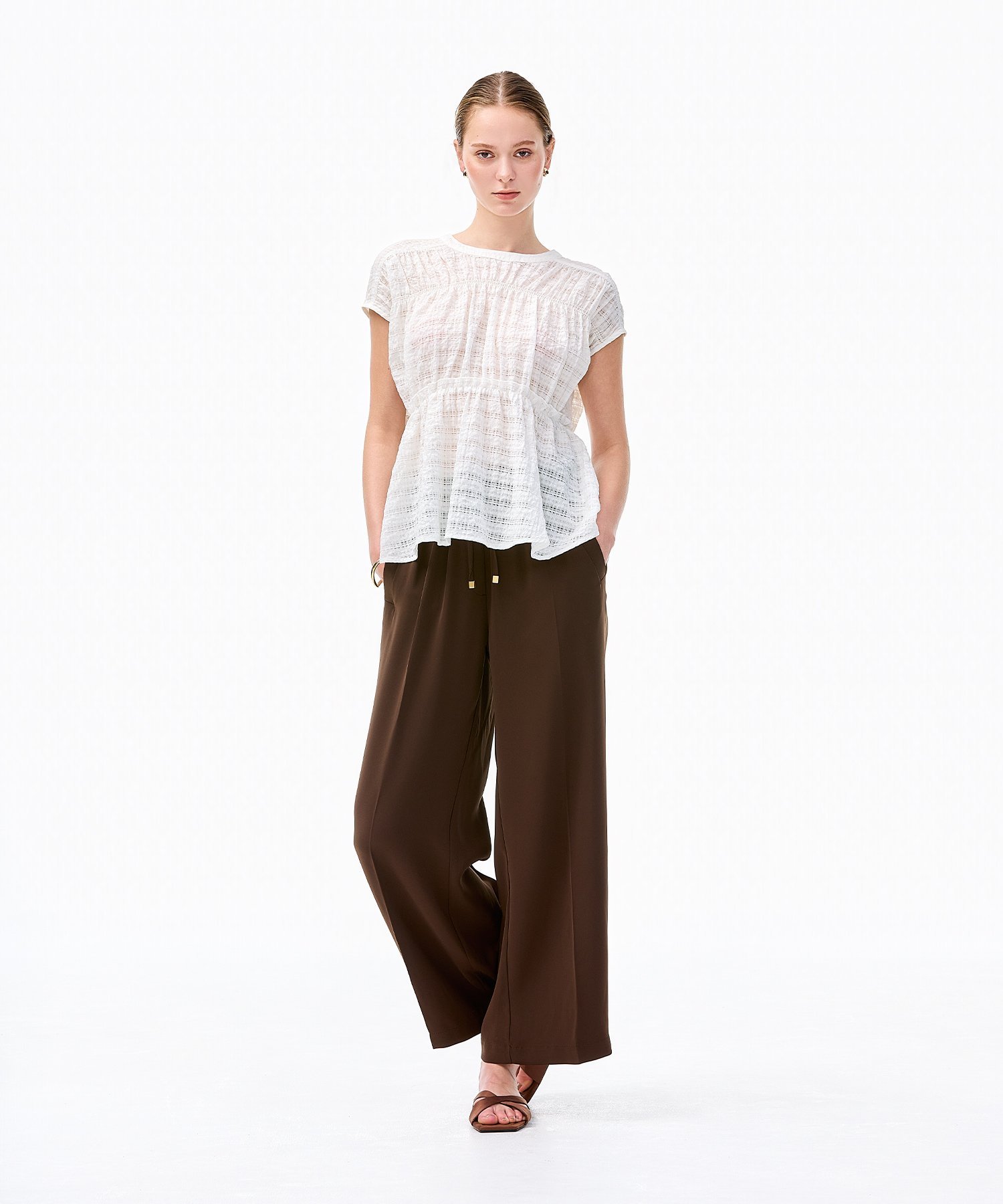 【SALE／20%OFF】coca シアーチェックリボンブラウス コカ トップス シャツ・ブラ...