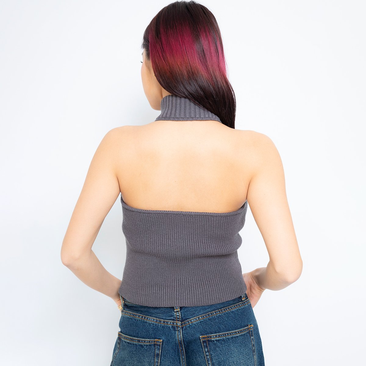 atmos pink atmos pink Choker Neck Knit Top C・GRAY アトモス トップス ニット グレー