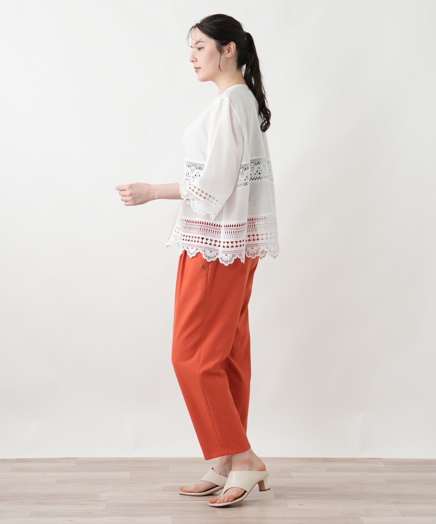Leilian PLUS HOUSE 羽織ブラウス【Leilian WHITE LABEL】 レリアン プラスハウス トップス シャツ・ブラウス ホワイト