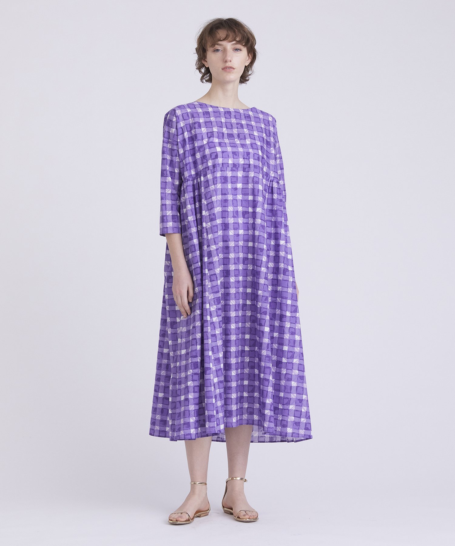 【SALE／30%OFF】HOUSE OF LOTUS クロスチェックワンピース ハウス オブ ロータス ワンピース・ドレス その他のワンピース・ドレス ネイビー パープル【送料無料】のサムネイル