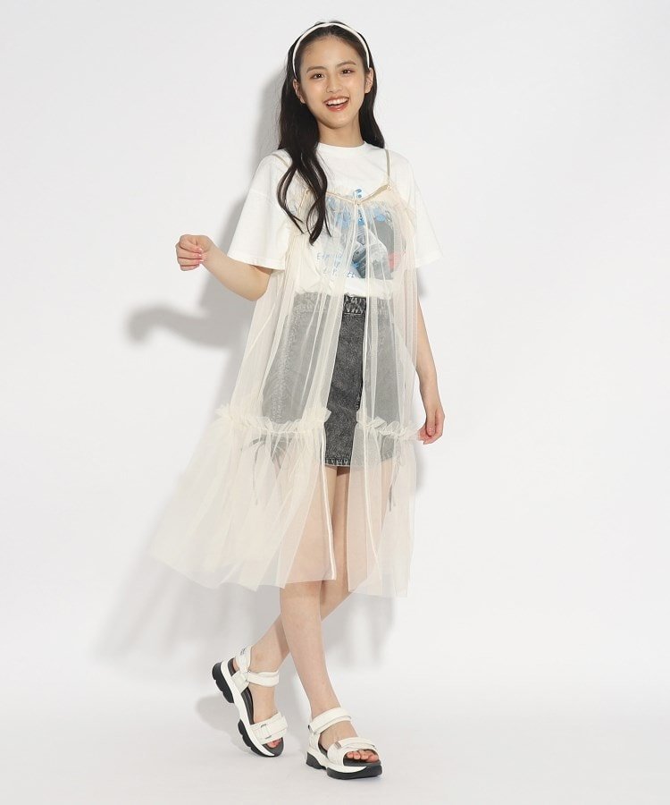 【SALE／50%OFF】PINK-latte 【2点SET】シアーキャミ+ロゴTシャツSET ピンク ラテ トップス カットソー・Tシャツ ホワイト ブラック パープルのサムネイル