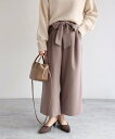 【SALE/25%OFF】andme きれいめ ツイル リボン クロップド丈 ワイドパンツ アンドミー パンツ スラックス・ドレスパンツ パープル ネイビー グリーン ベージュ グレー ブラウン