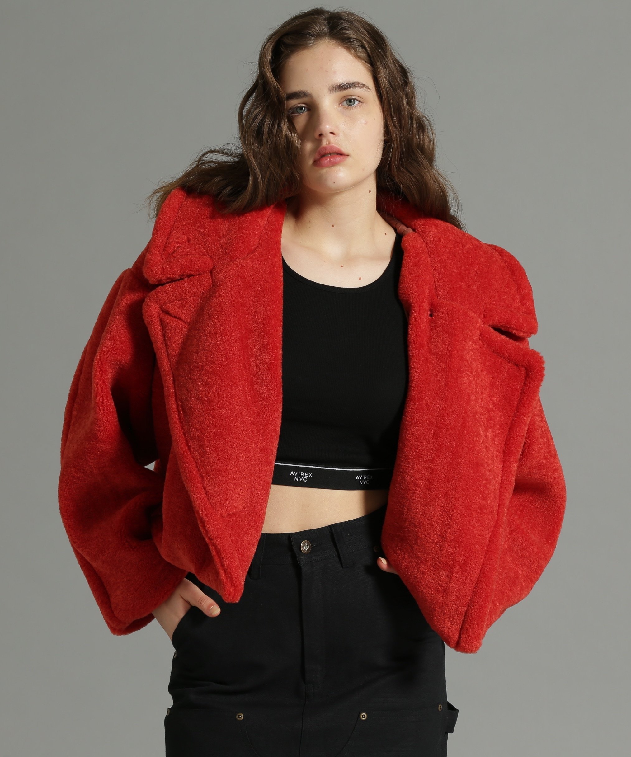 AVIREX 《Belle LINE》BOA JACKET/ボアジャケット アヴィレックス ジャケット・アウター ブルゾン・ジャンパー ベージュ ブラック レッド【送料無料】