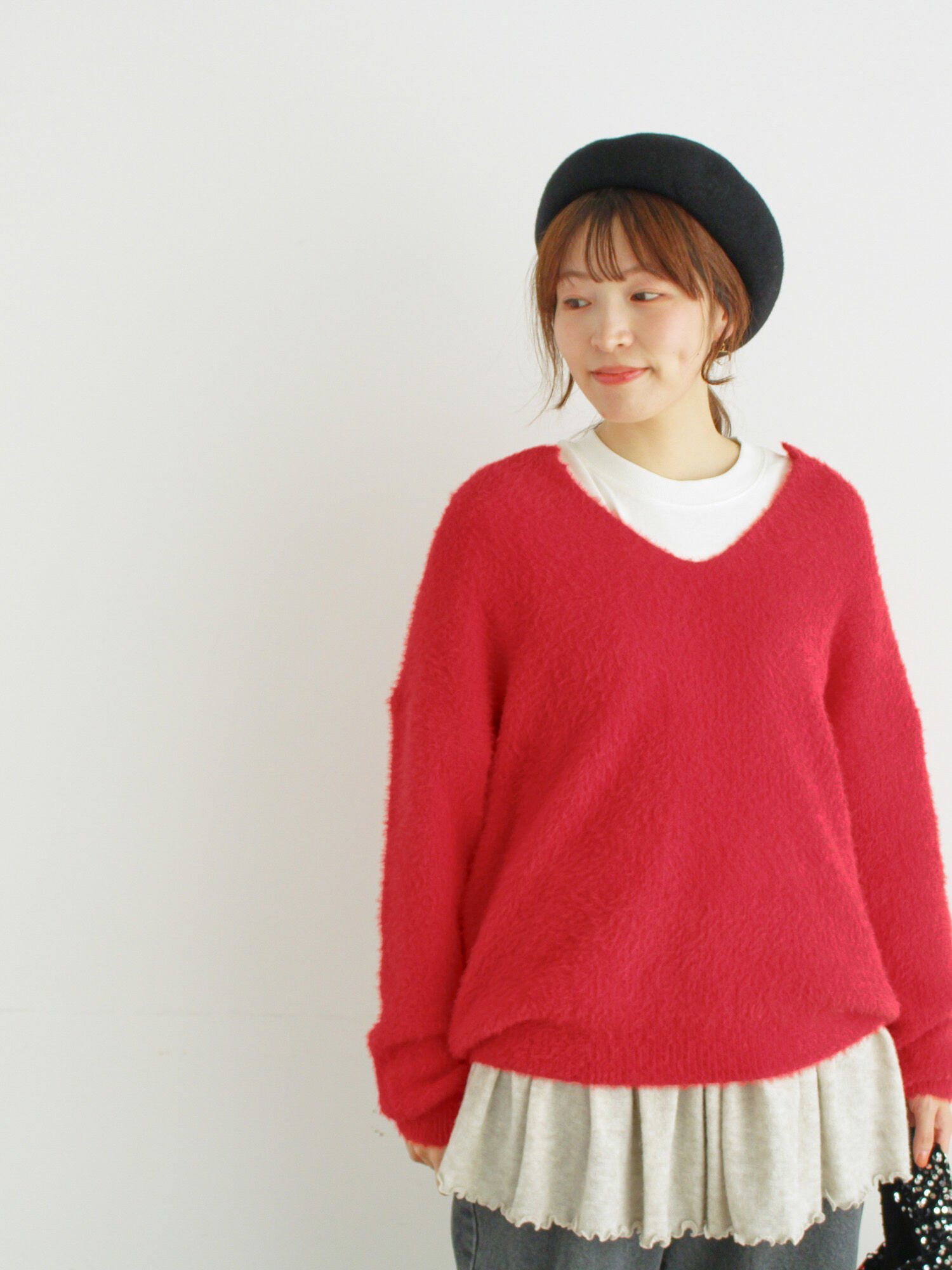 Samansa Mos2 ◎シャギーキーネックニット サマンサモスモス トップス ニット ブルー グレー ホワイト レッド イエロー