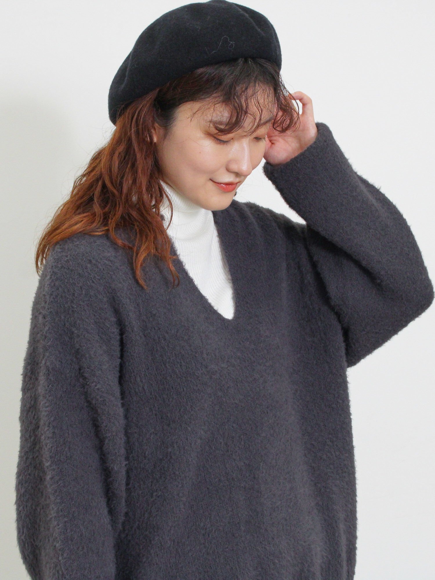 【SALE／60%OFF】Samansa Mos2 ◎シャギーキーネックニット サマンサモスモス トップス ニット ブルー グレー ホワイト レッド イエロー