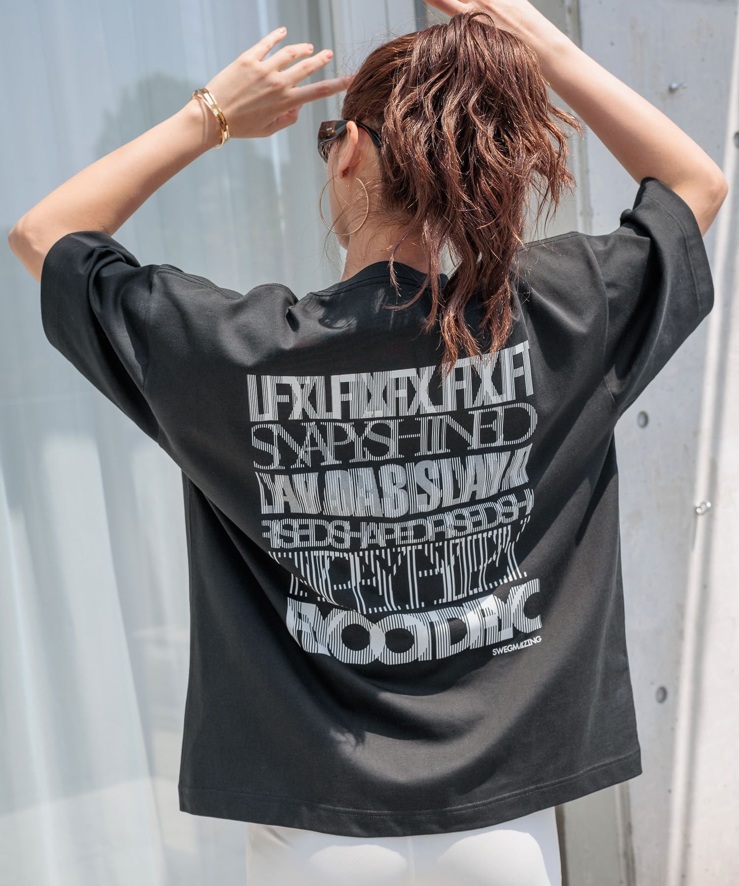 【HEREIAM】ユニセックス/DEGIT CODE TEE ベイフロー トップス カットソー・Tシャツ ブラック パープル ホワイト ピンク