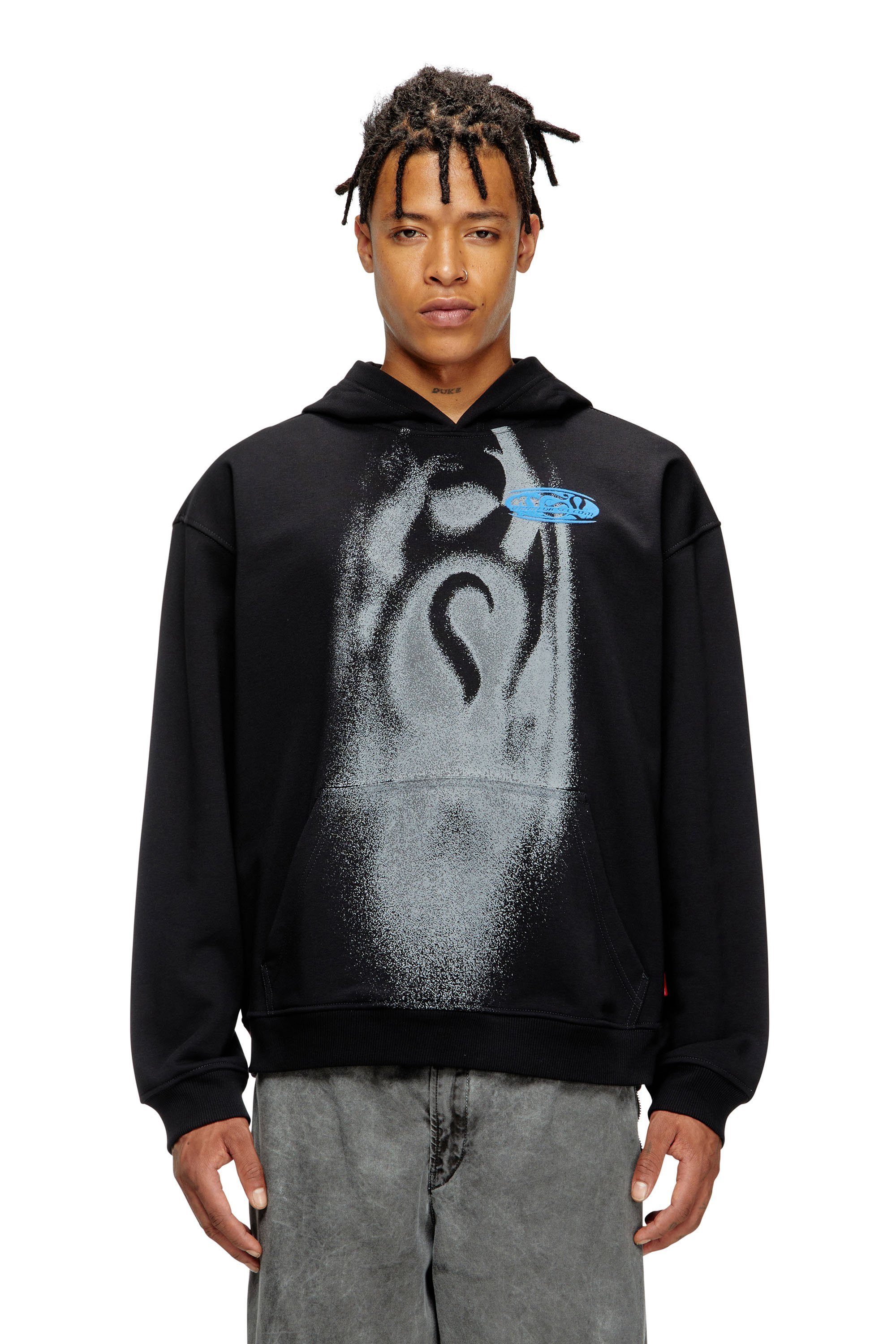 【DIESEL】 「d-boxt-hood-lab」ロゴ入りドレス ワンピース DIESEL>>D-Boxt-Hood-Lab ロゴパッチ フード付きミニドレス