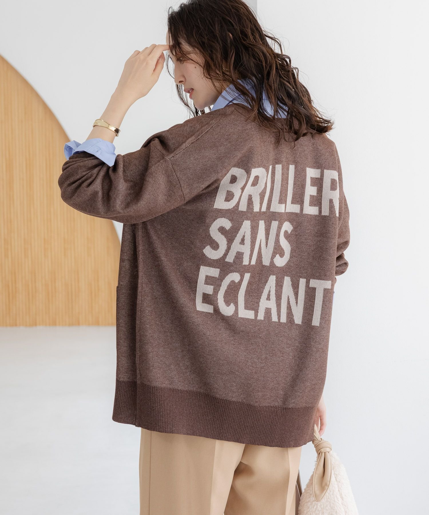 【SALE／40%OFF】Elura シアジャガードロゴカーディガン/593185 エルーラ トップス ニット ブラック ブ..