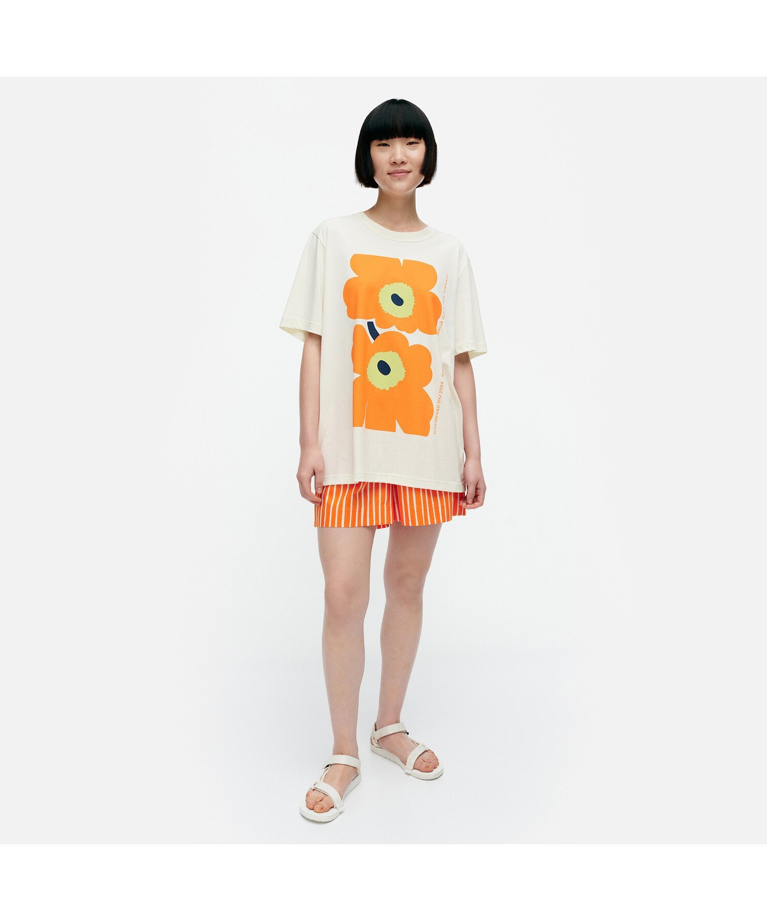 Marimekko Kioski Embla Unikko Placement Tシャツ マリメッコ トップス シャツ・ブラウス ホワイト【送料無料】