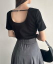 【SALE/62%OFF】JUNOAH Meiru 【取り外し可能パット付き】バックオープンカットトップス ジュノア トップス シャツ・ブラウス ホワイト グレー ブラック