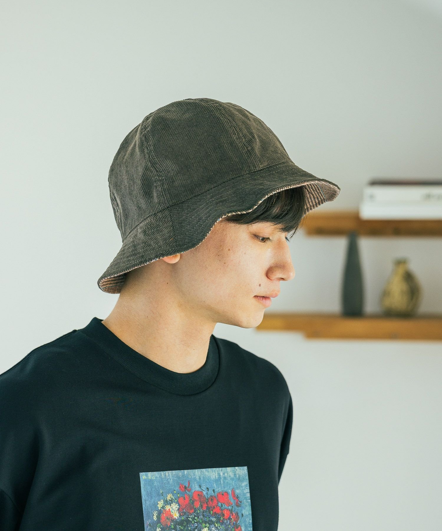 【SALE／16%OFF】LAKOLE コーデュロイリバーシブルハット ラコレ 帽子 ハット カーキグリーン ブラウン ブラック