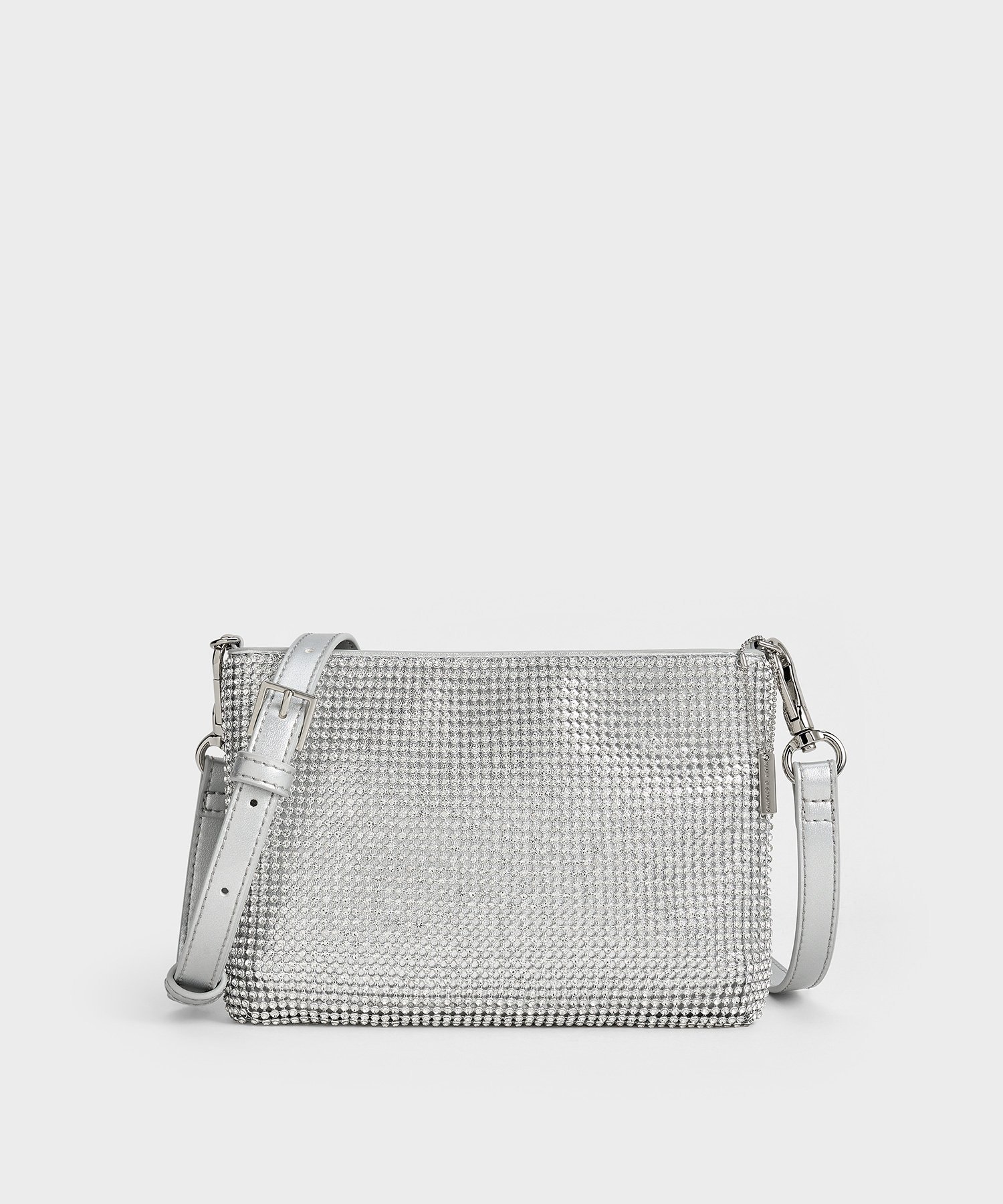 CHARLES & KEITH チェーンハンドル ショルダーバッグ チャールズアンドキース バッグ ショルダーバッグ シルバー【送料無料】