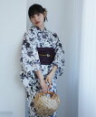 utatane 浴衣2点セット 白地に墨色の唐草小花 ウタタネ 着物・浴衣・和装小物 浴衣【送料無料】