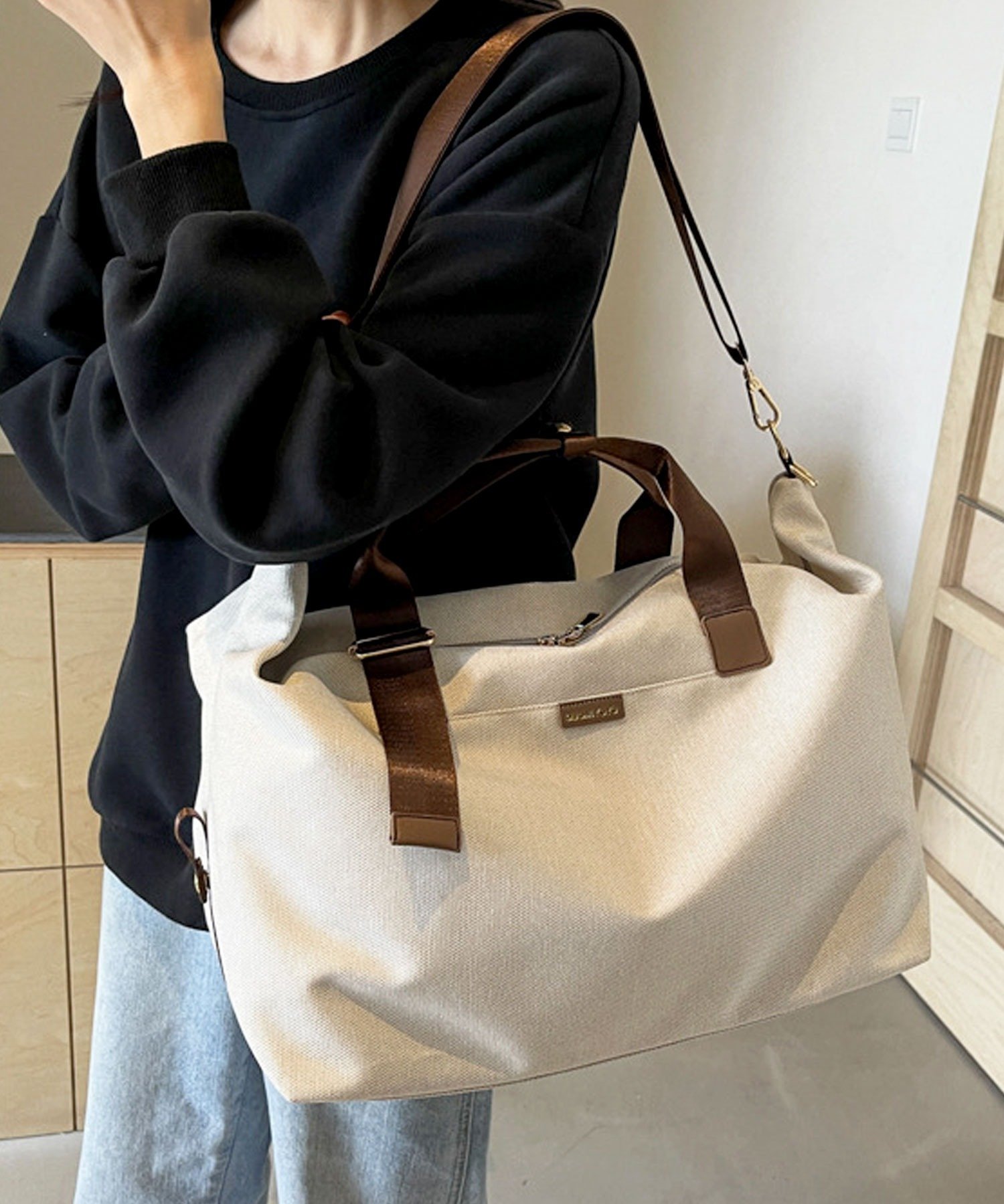 florist 【大容量・2WAY】バイカラーシンプルボストンバッグ/トラベルバッグ/サブバッグ フローリスト バッグ ボストンバッグ ブルー ホワイト グリーン【送料無料】