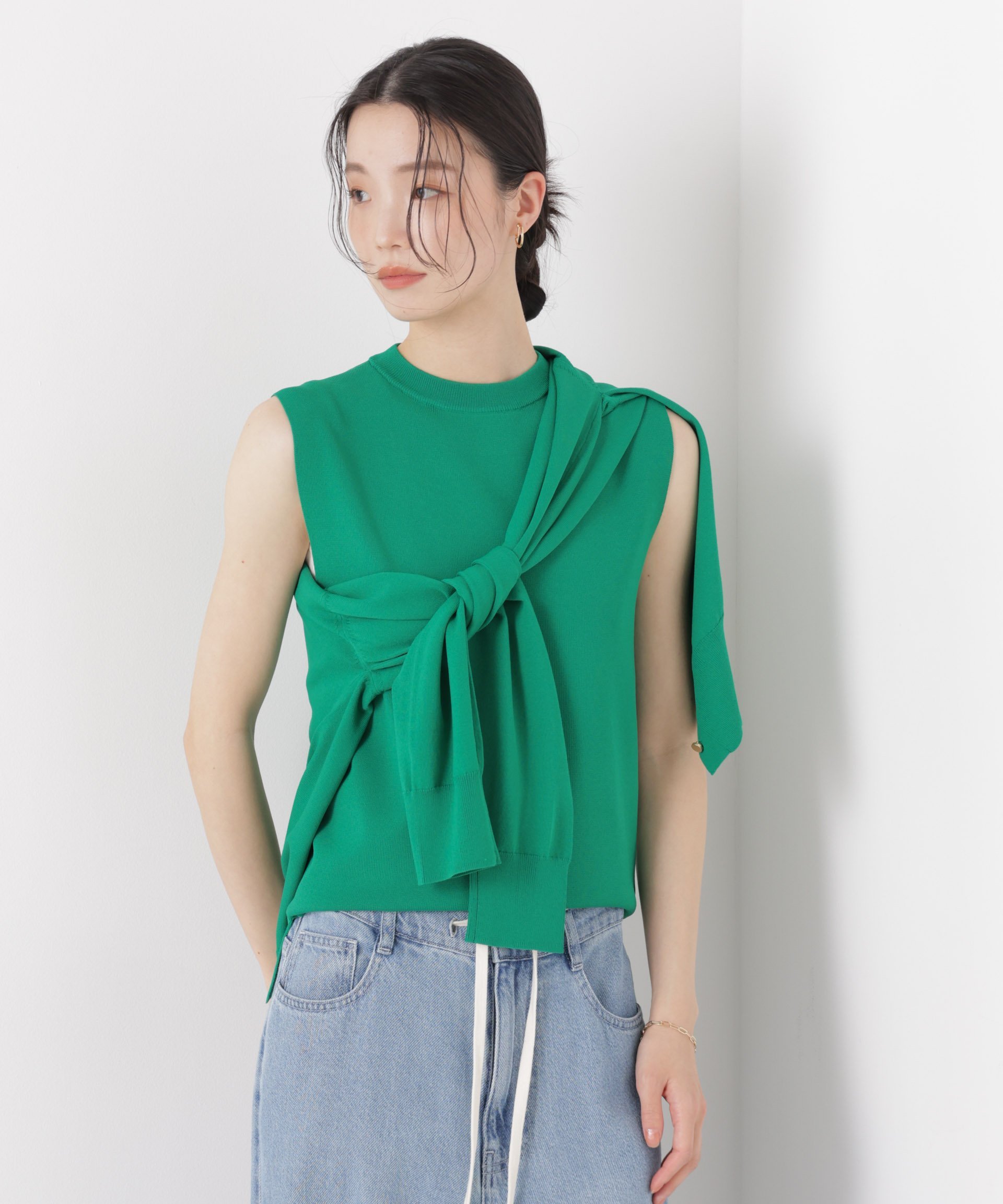 【SALE／30%OFF】NANO universe 洗濯機洗い可UVカット接触冷感ノースリーブニット ナノユニバース トップス ニット グリーン ブラック ホワイト stylife-15628414 Rakuten Fashion サンプル画像3