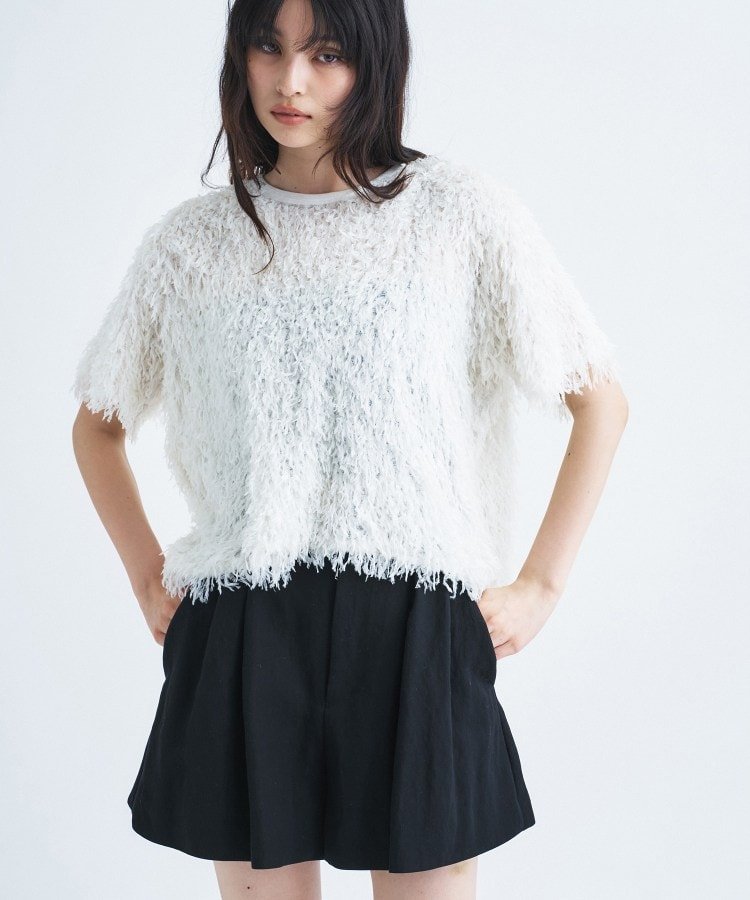 CODE A IRONING｜feather tulle S/S tee コードエー トップス カットソー・Tシャツ ホワイト