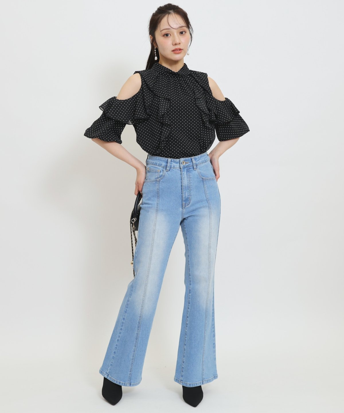 WILLSELECTION センターシームフレアデニムパンツ ウィルセレクション パンツ ジーンズ・デニムパンツ ブルー ネイビー