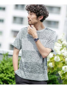 【SALE/60%OFF】nano・universe 《WEB限定》グラデーションボーダークルーネックTシャツ ナノユニバース カットソー Tシャツ ブラック ベージュ ネイビー