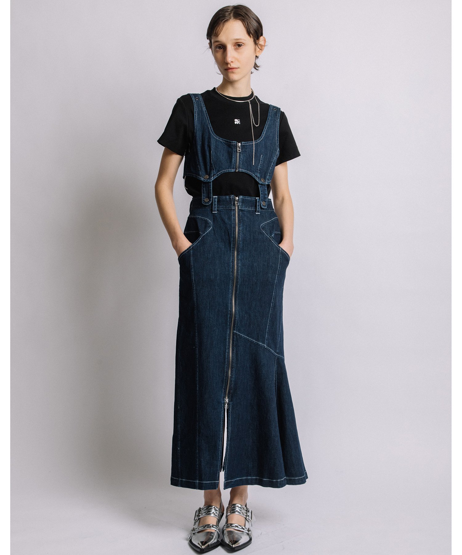 AULA AILA 2WAY DENIM JUMPER SKIRT アウラアイラ ワンピース ドレス ジャンパースカート【送料無料】