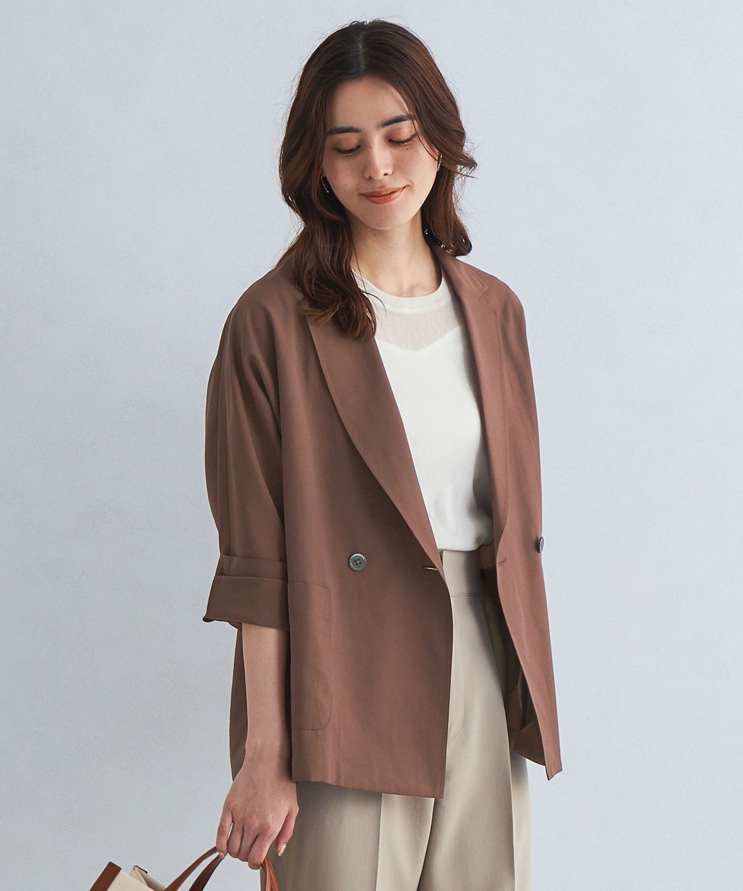 【SALE／40%OFF】UNITED ARROWS green label relaxing [size SHORTあり]VeryLight ベリーライト ジャケット-ウォッシャブル・接触冷感- ユナイテッドアローズ グリーンレーベルリラクシング ジャケット・アウター テーラードジャケット・ブレザー ブラウン ホワ【送料無料】