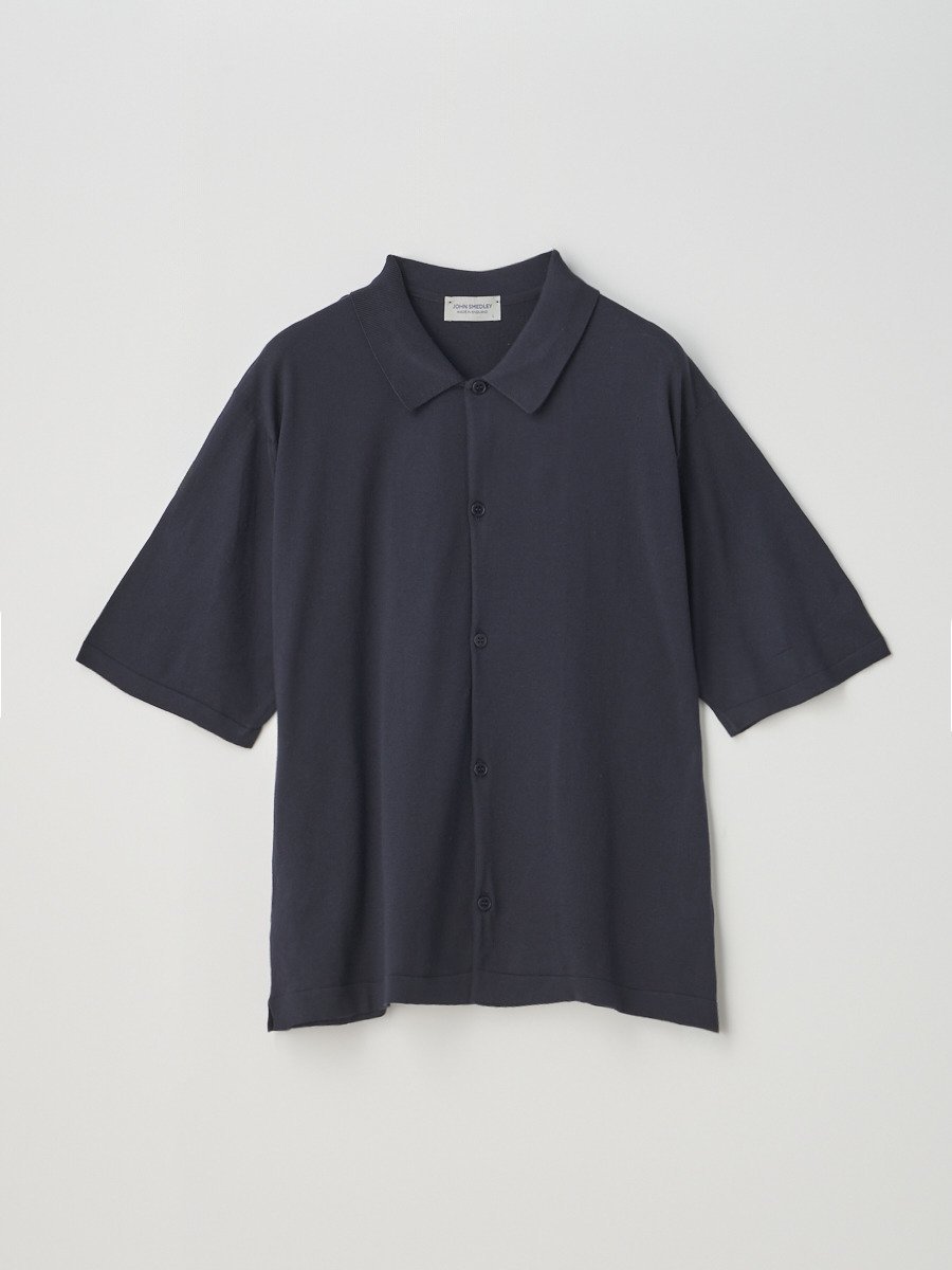 JOHN SMEDLEY Short sleeved Welt hem Shirt Cardigan ｜ S4674 ｜ 30G ジョンスメドレー トップス ニット ネイビー【送料無料】