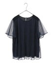【SALE/30%OFF】HIROKO BIS GRANDE 【大きいサイズ】マジョリカプリーツシアーブラウス /洗える ヒロコ ビス グランデ トップス シャツ・ブラウス ネイビー【送料無料】