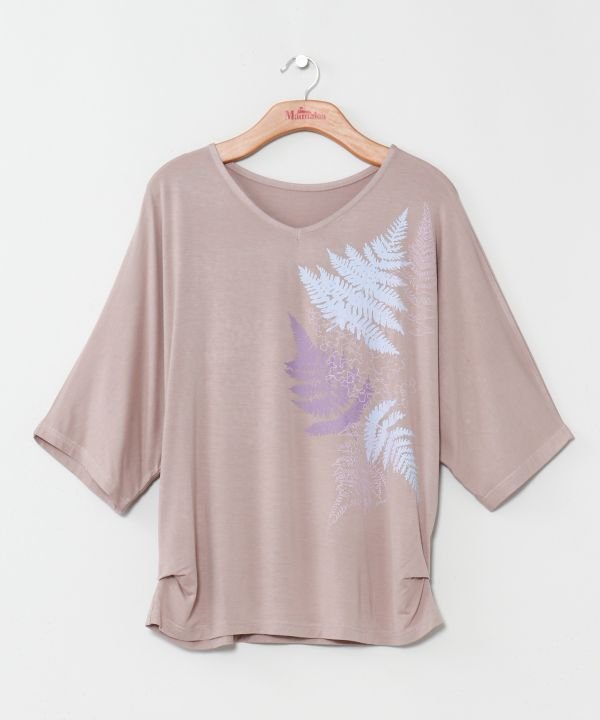 Maunaloa 【マウナロア】ファーンドルマントップス アミナコレクション トップス カットソー・Tシャツ カーキグリーン ベージュ ブラック