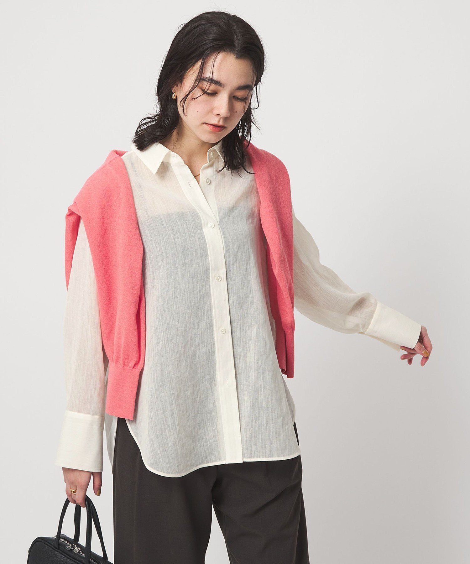 UNITED ARROWS green label relaxing [size SHORTあり]ラミーライク シャツ 通気性 ユナイテッドアローズ グリーンレーベルリラクシング トップス シャツ・ブラウス ブラック ブラウン ホワイト【送料無料】