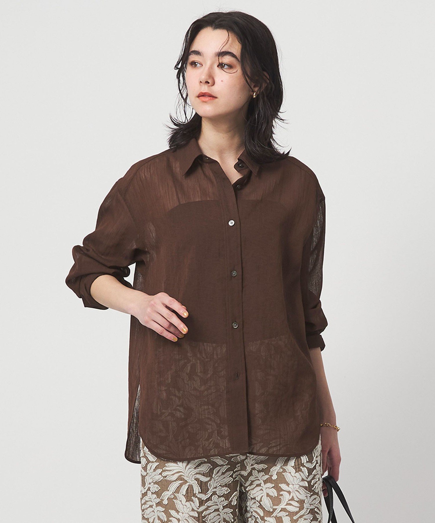 UNITED ARROWS green label relaxing [size SHORTあり]ラミーライク シャツ 通気性 ユナイテッドアローズ グリーンレーベルリラクシング トップス シャツ・ブラウス ブラック ブラウン ホワイト【送料無料】