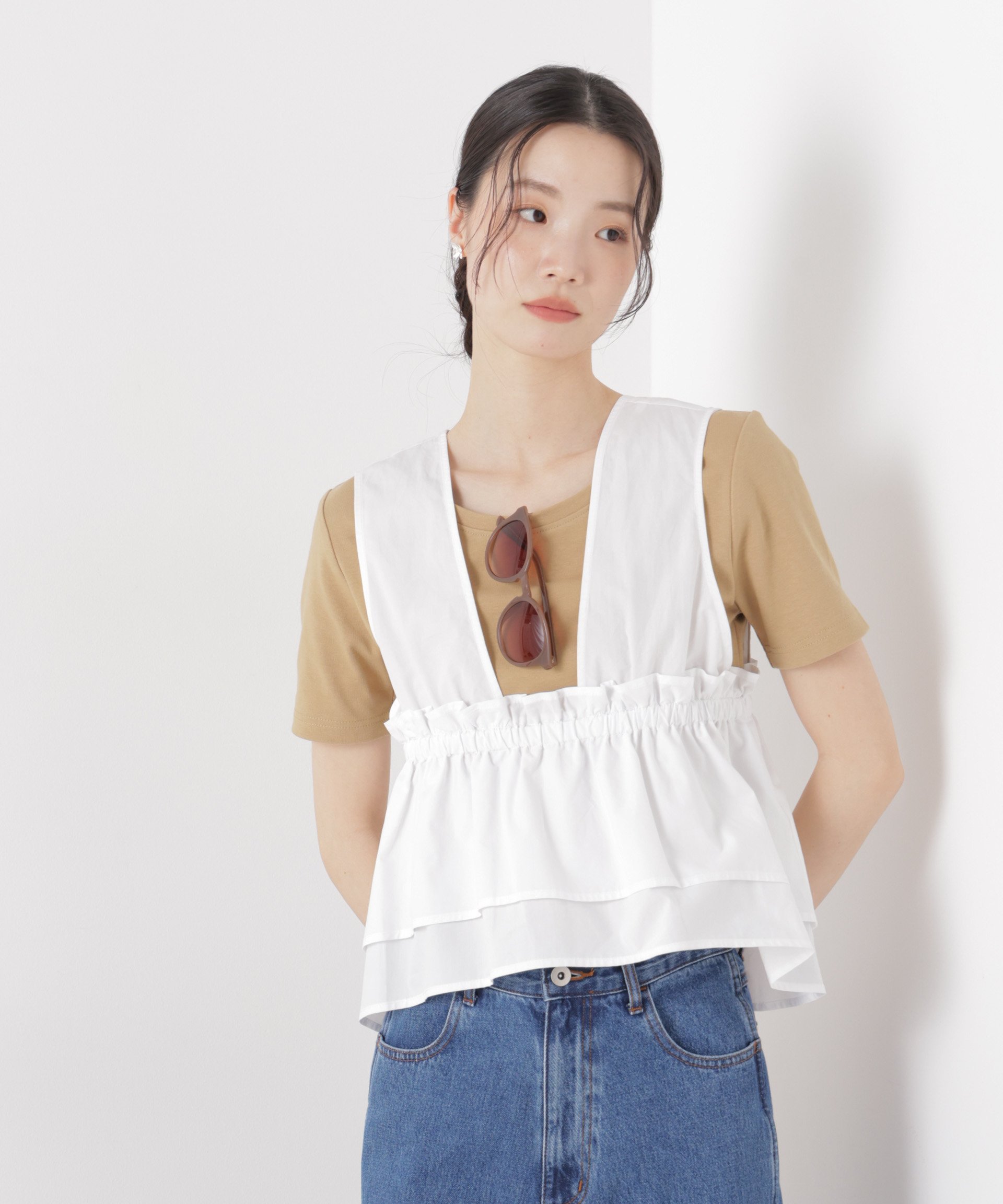 【SALE／20%OFF】NANO universe 抗菌防臭コットンフライスカットクルーネックトップス ナノユニバース トップス カットソー・Tシャツ ブラック ホワイト ベージュ stylife-15628292 Rakuten Fashion サンプル画像3