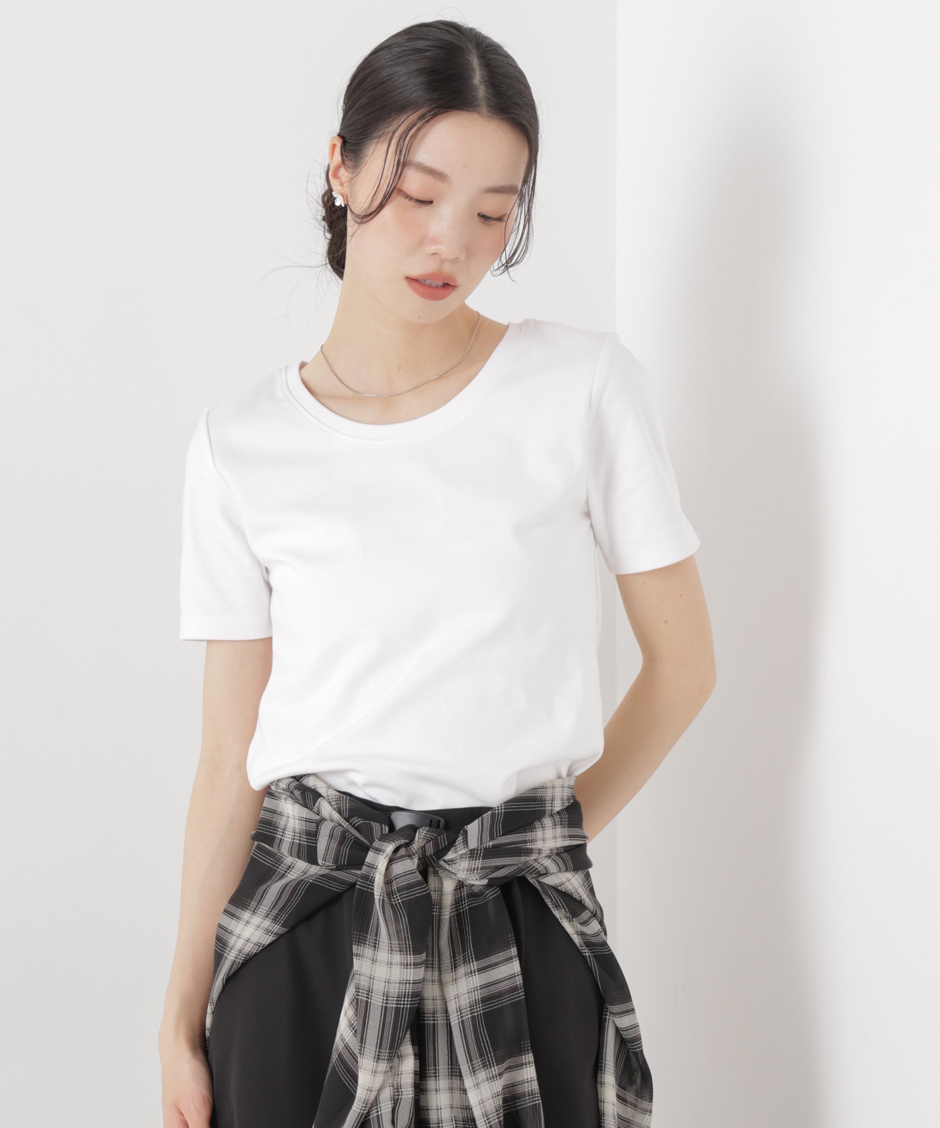 【SALE／20%OFF】NANO universe 抗菌防臭コットンフライスカットクルーネックトップス ナノユニバース トップス カットソー・Tシャツ ブラック ホワイト ベージュ stylife-15628292 Rakuten Fashion サンプル画像2