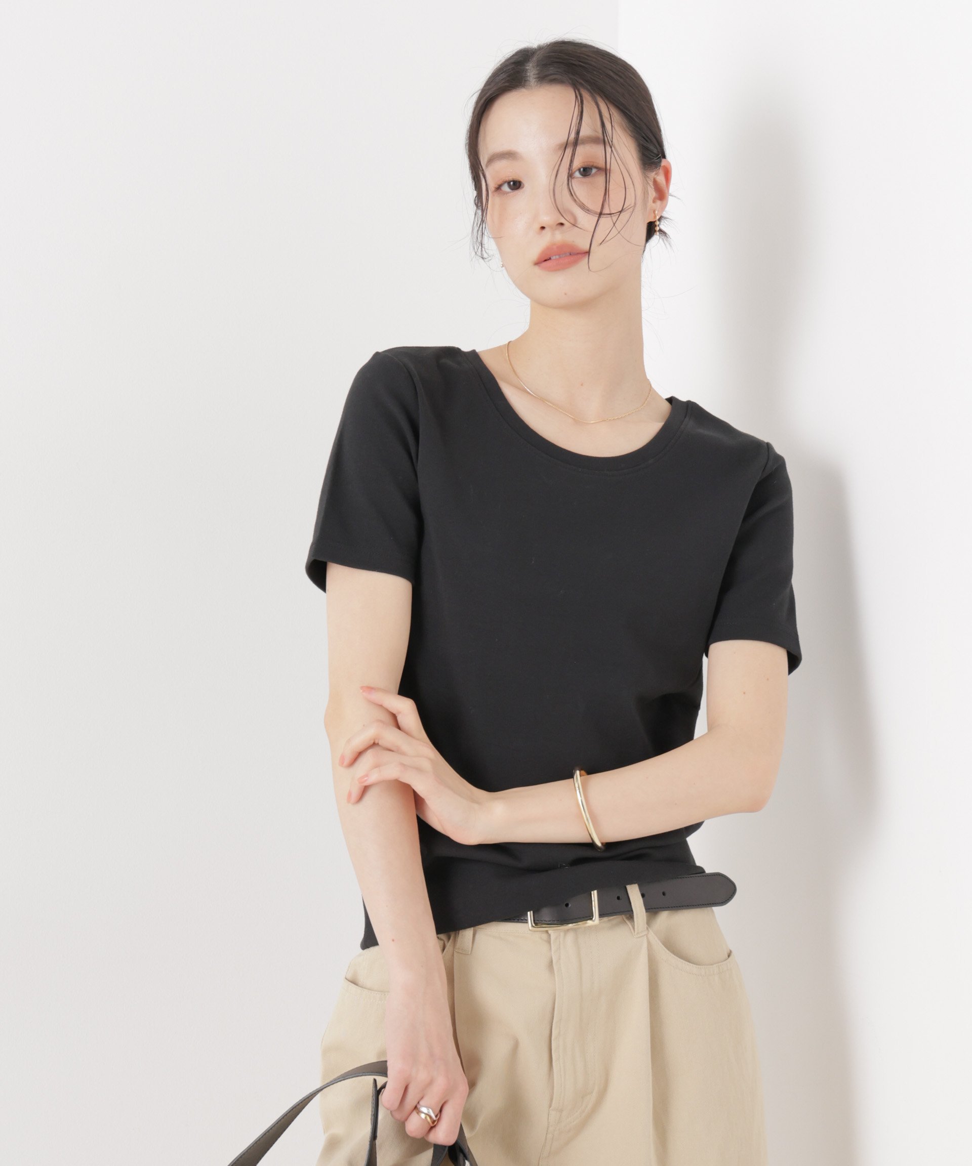 【SALE／20%OFF】NANO universe 抗菌防臭コットンフライスカットクルーネックトップス ナノユニバース トップス カットソー・Tシャツ ブラック ホワイト ベージュ stylife-15628292 Rakuten Fashion パッケージ画像