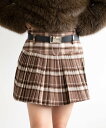 【SALE/75%OFF】WEGO LADY'S ベルト付きチェックプリーツミニスカパン ウィゴー スカート ミニスカート ブラウン レッド