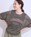【SALE/50%OFF】SHOO・LA・RUE 【S-LL】シアー感がこなれ見え お袖ゆったりロゴニット シューラルー トップス ニット グリーン ピンク ホワイト グレー