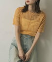 【SALE/9%OFF】SENSE OF PLACE 『一部WEB限定カラー』ウェーブジャガードトップ(半袖) センス オブ プレイス トップス カットソー・Tシャツ イエロー ブラック オレンジ ホワイト