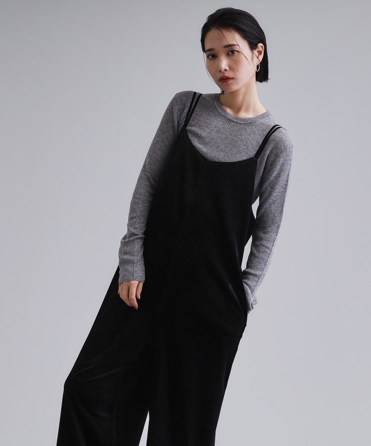 OPAQUE.CLIP 【es】ベロアサロペット【洗濯機OK】 オペークドットクリップ オールインワン・オーバーオ..