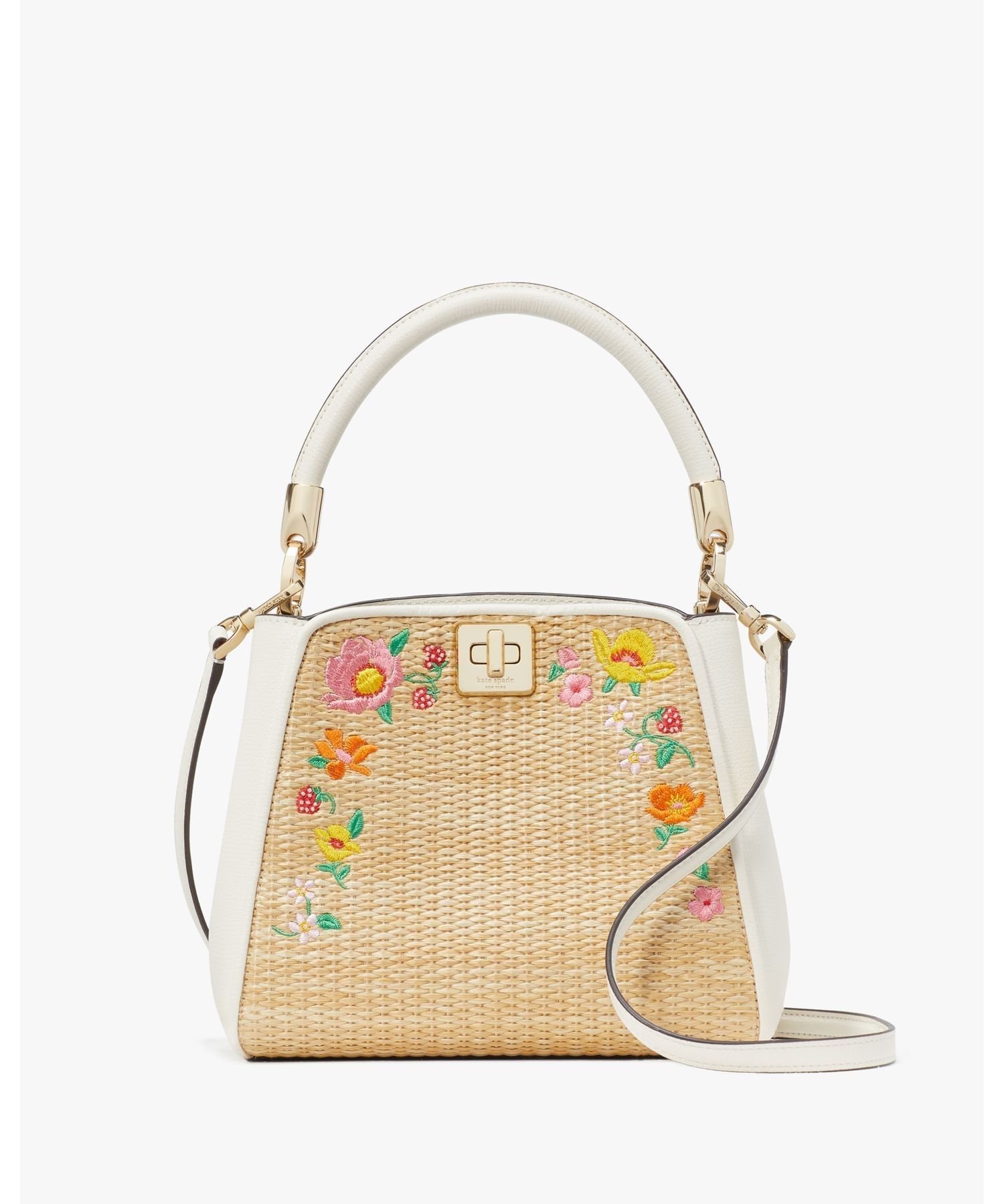 kate spade new york フィービー エンブロイダード ストロートップ ハンドル サッチル ケイトスペードニューヨーク バッグ ハンドバッグ ホワイト