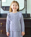 【SALE/50%OFF】any FAM KIDS 肩フリルハートケーブルニット エニィファム トップス ニット ピンク ブルー ベージュ