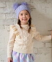 【SALE/50%OFF】any FAM KIDS 肩フリルハートケーブルニット エニィファム トップス ニット ピンク ブルー ベージュ