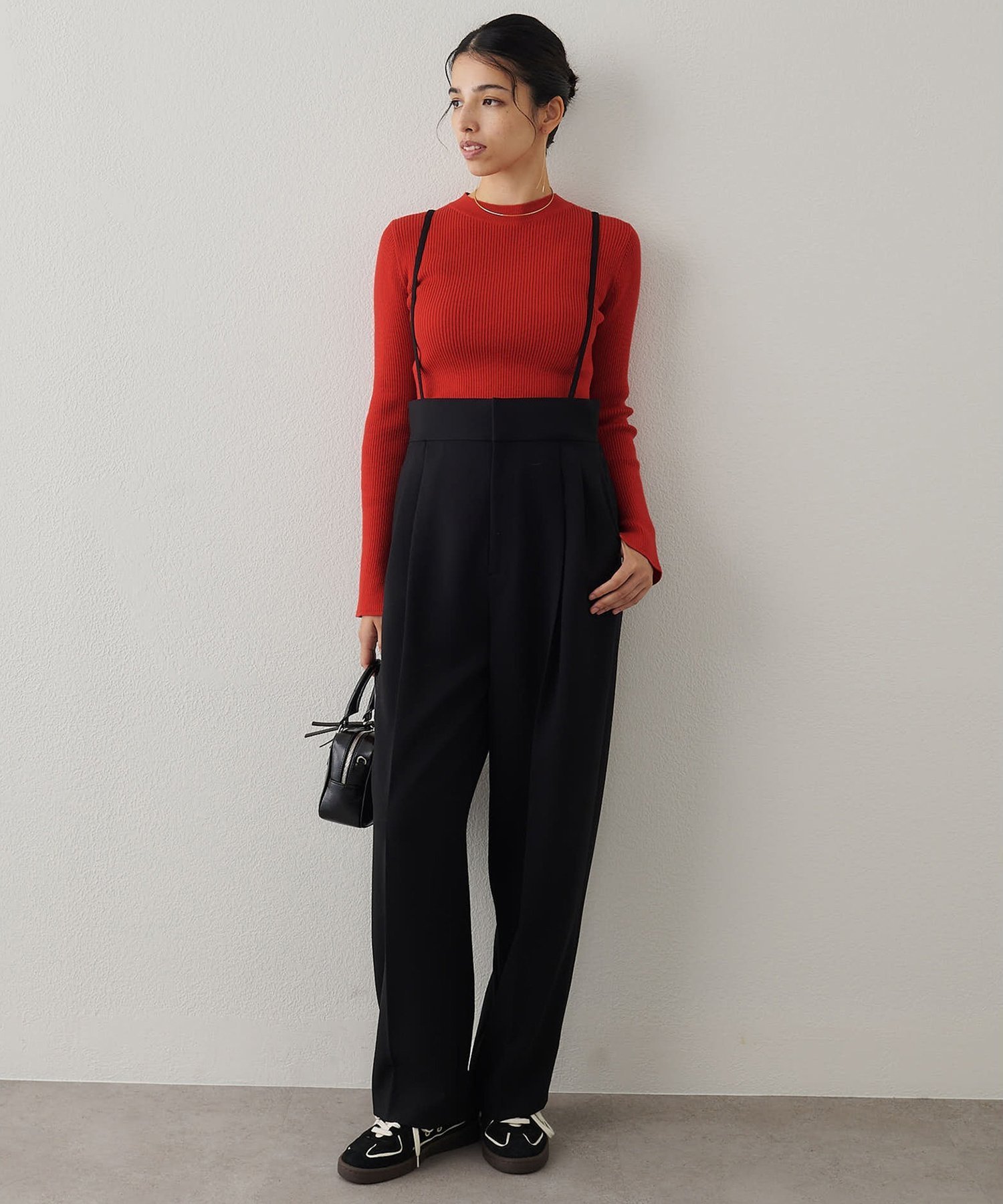 Whim Gazette ハイウエストサスペンダーパンツ ウィム ガゼット パンツ その他のパンツ ブラウン ブラック【送料無料】のサムネイル